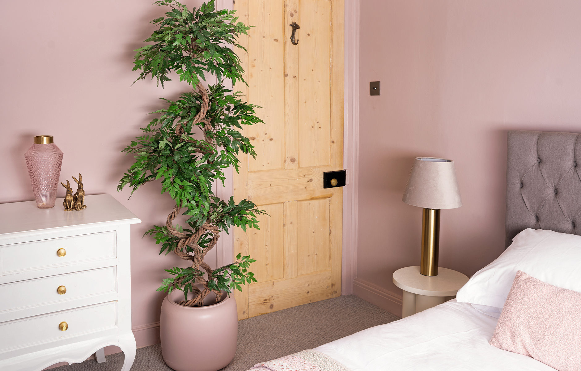 Choosing An Artificial Houseplant Blooming Artificial   Artificial Fruticosa Tree In Pink Bedroom 