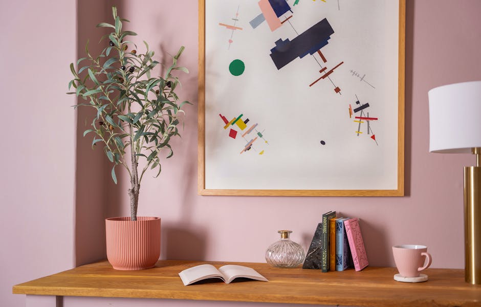Artificial Tuscan olive tree by Blooming Artificial in pink office