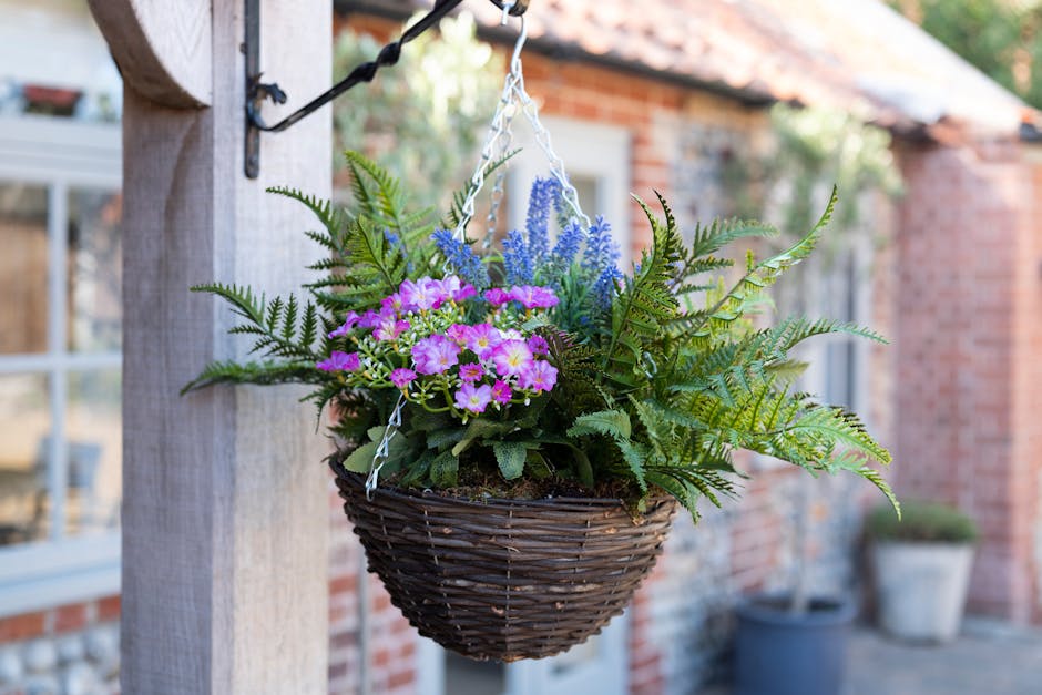 Artificial wild flower hanging basket by Blooming Artificial
