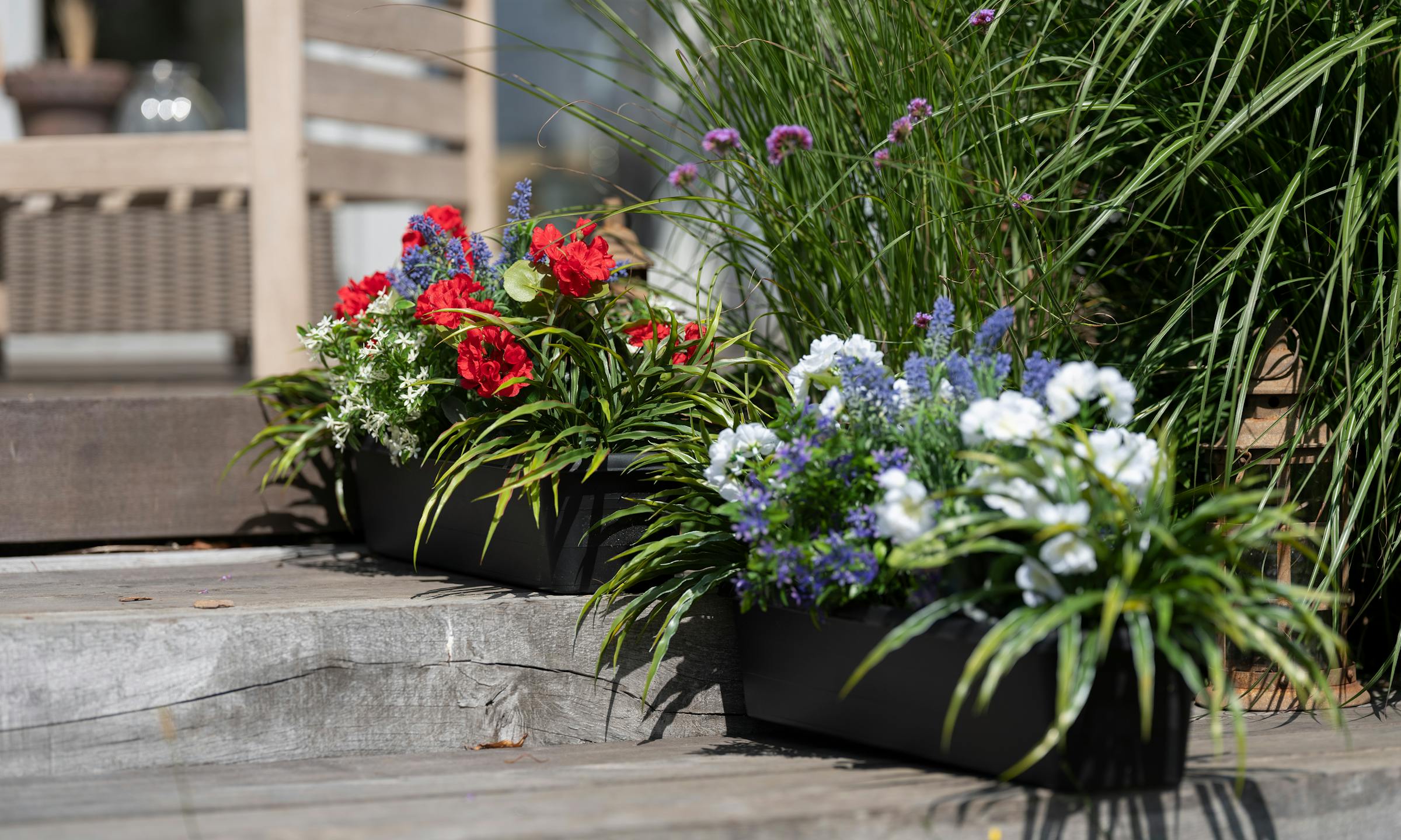 Artificial flower window boxes by Blooming Artificial