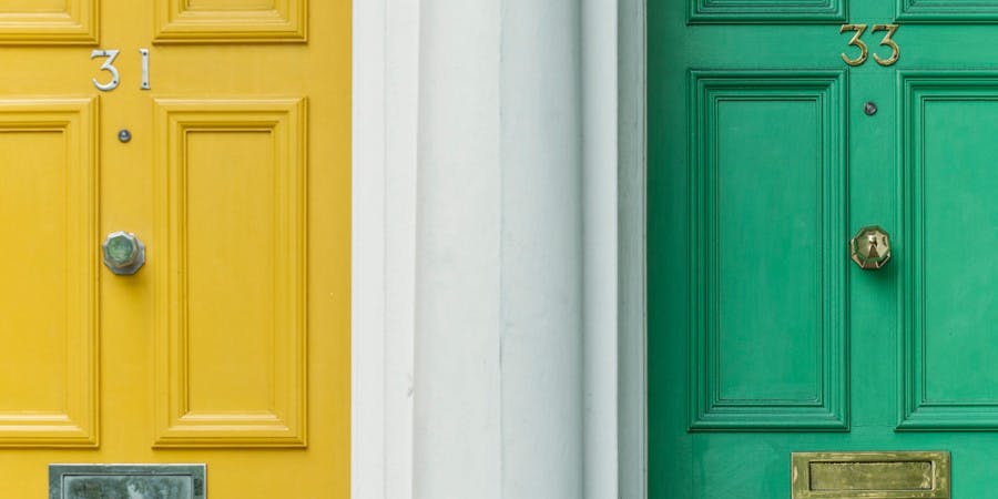 Yellow and green doors