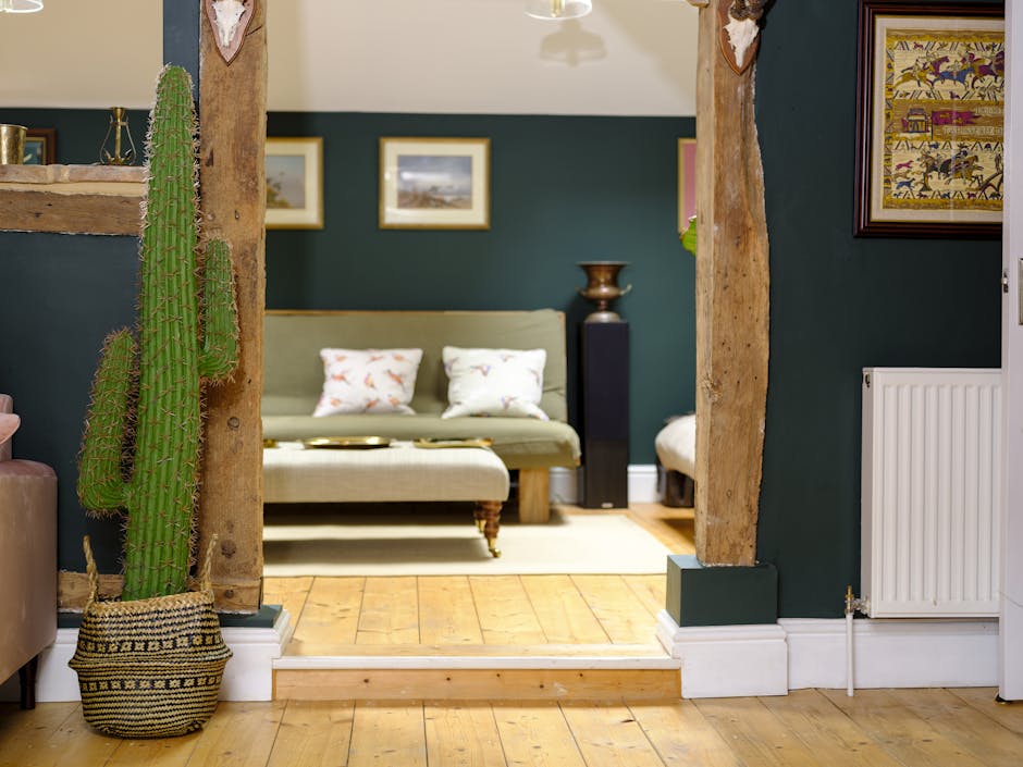 Saguaro cactus in a living room