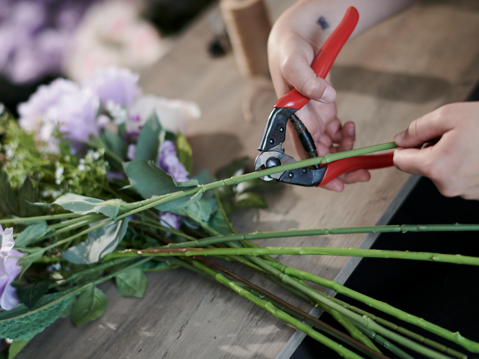 How to trim artificial flower stem - blog post by Blooming Artificial