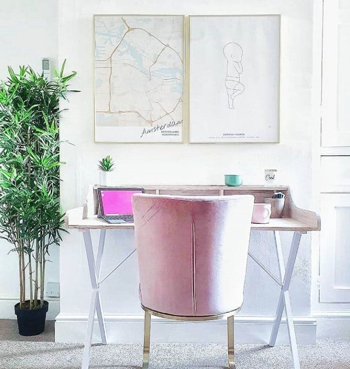 White interior office space with oriental bamboo plant