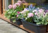 Artificial outdoor potted window box flowers