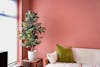 Artificial green 120cm ficus tree in pink living room