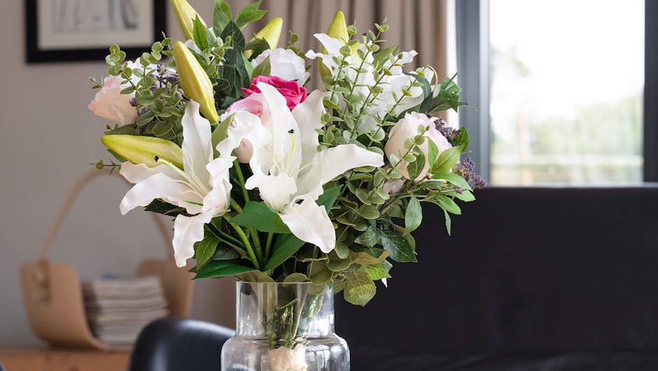 Artificial elegance bouquet in living room
