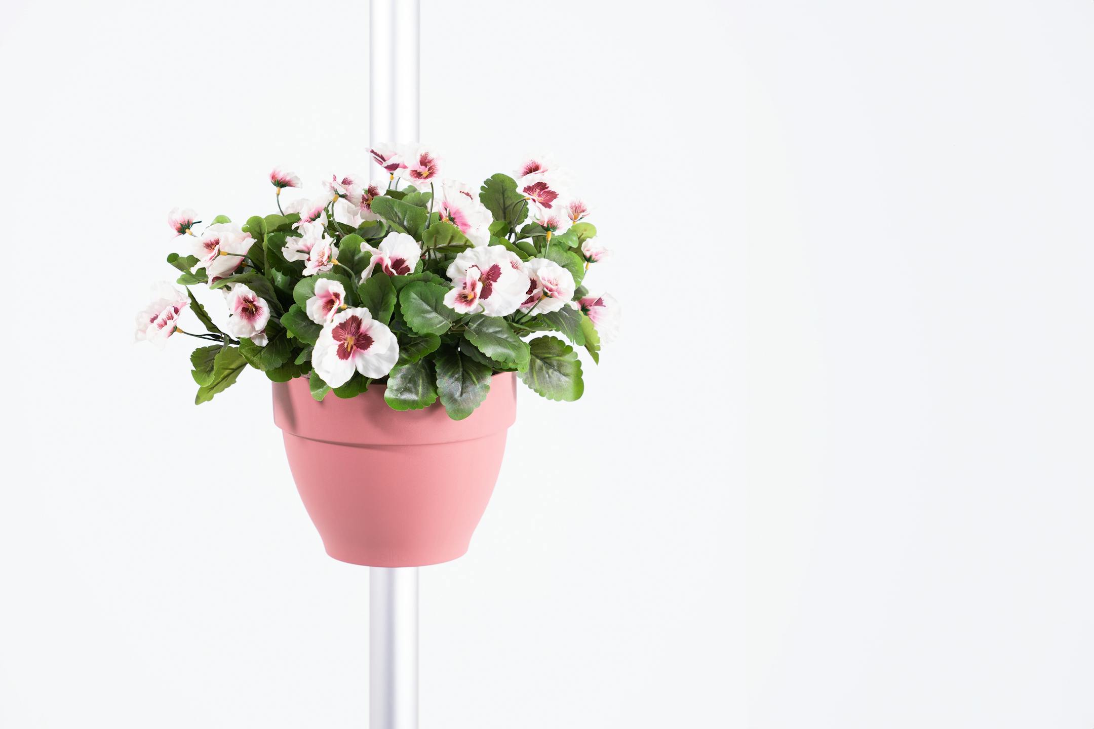 White pink pansy drainpipe artificial flower planter