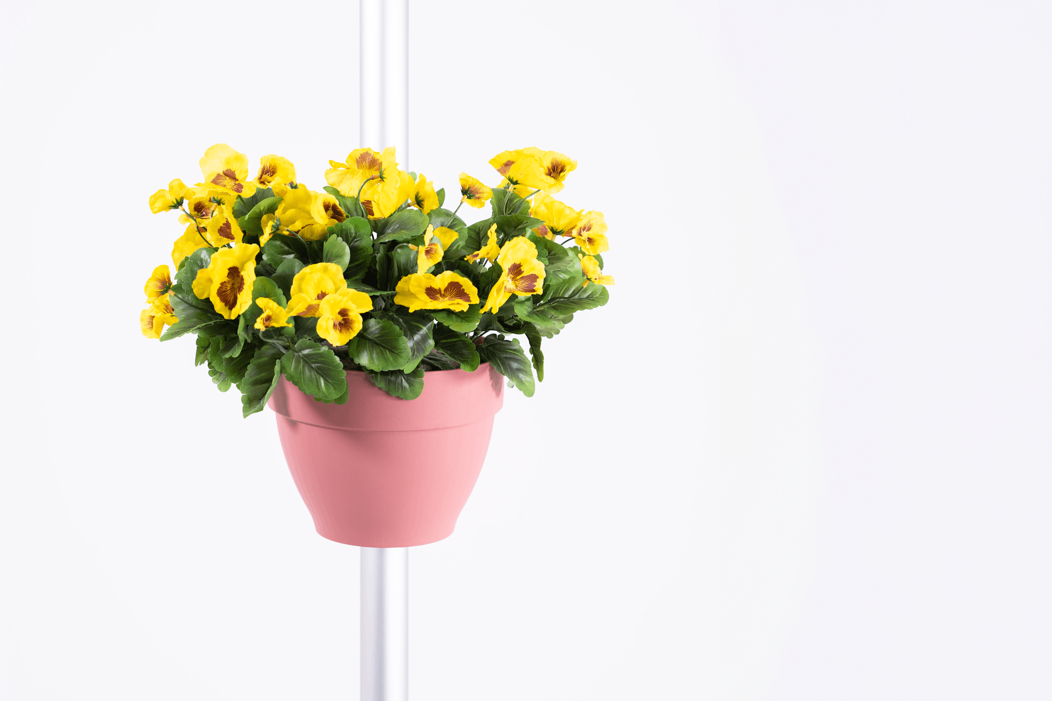 Yellow pansy drainpipe artificial flower planter