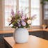 Artificial amethyst bouquet on wood kitchen island