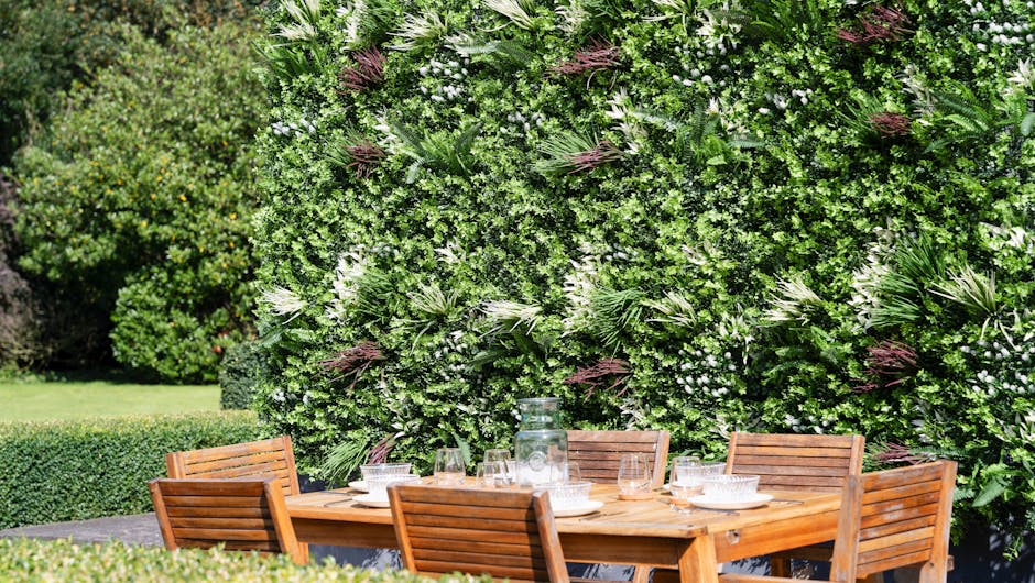Artificial galaxy living wall with tablescape