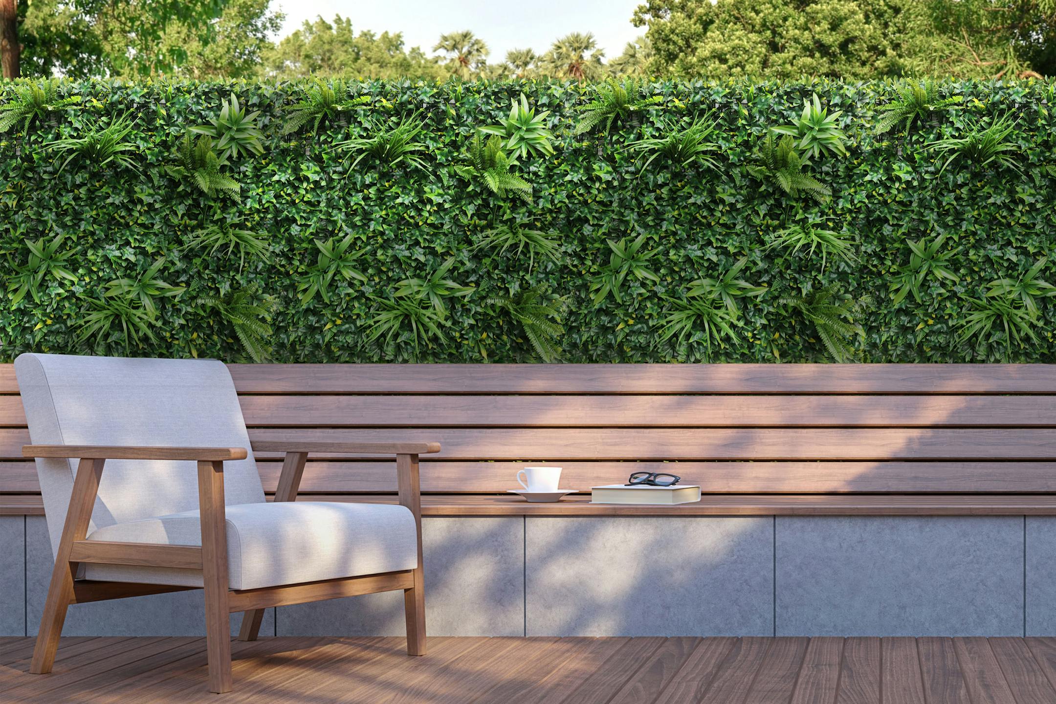 Artificial forest greens living wall panel
