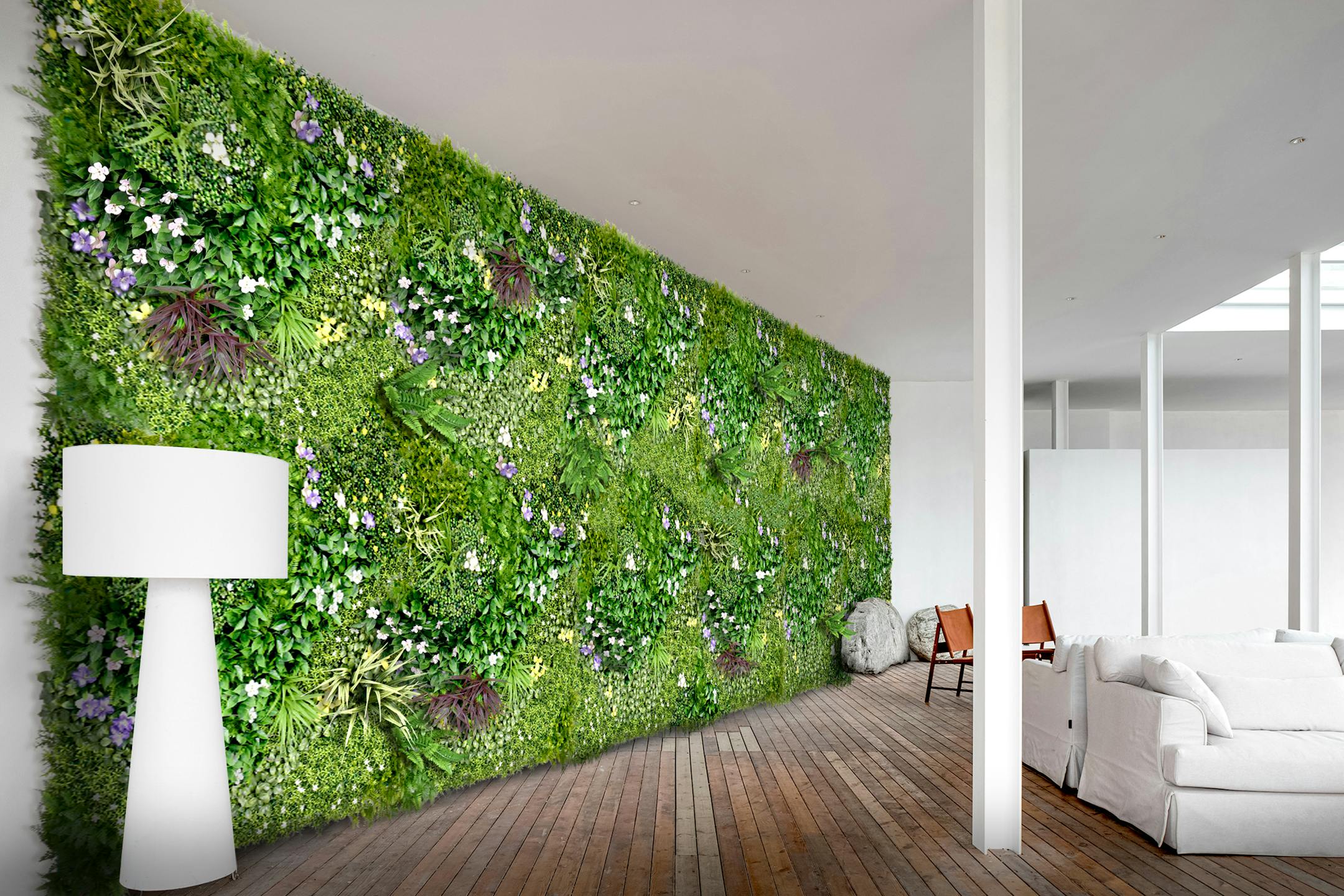 CGI wildflower green living wall by Blooming Artificial