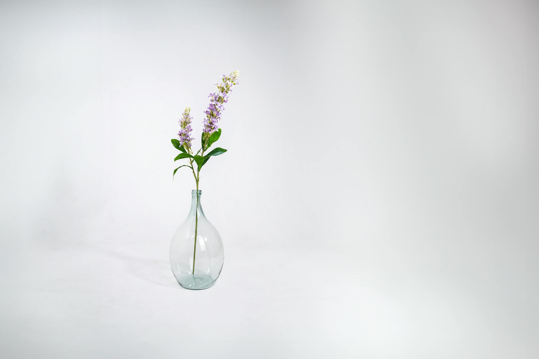 Artificial stock spray in glass vase