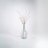 Three artificial pussy willow stems in glass vase
