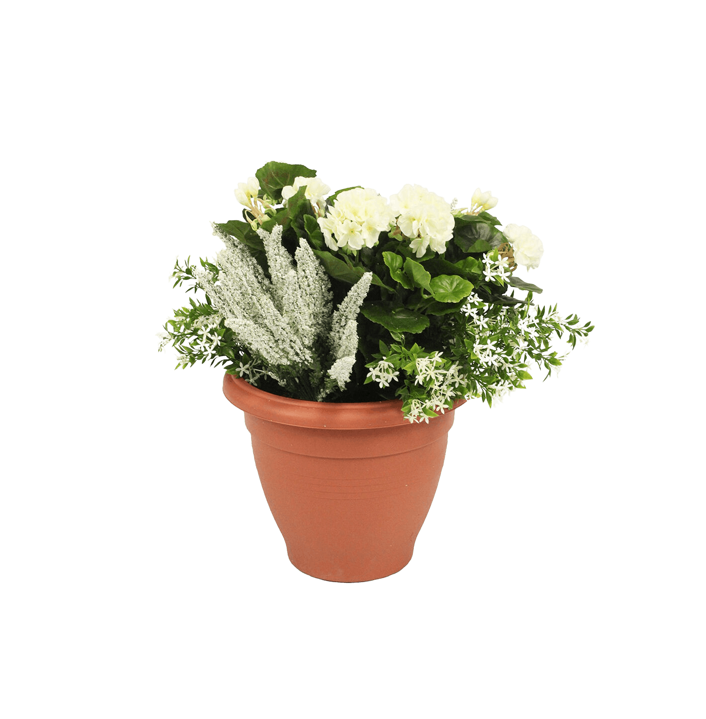 Artificial erica & geranium patio planter cream