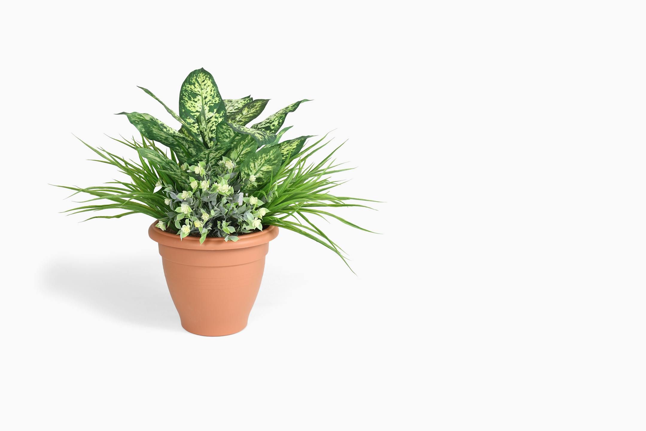 Artificial dieffenbachia patio tub