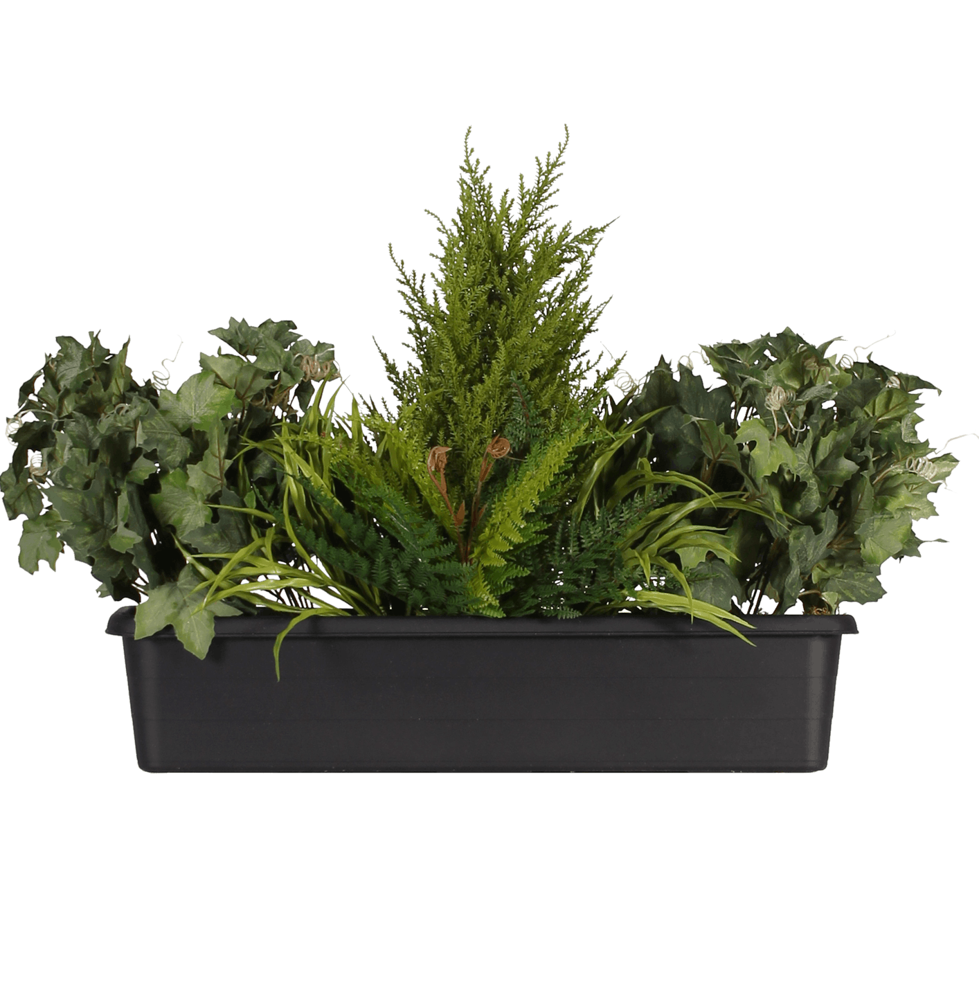 Artificial green foliage window box