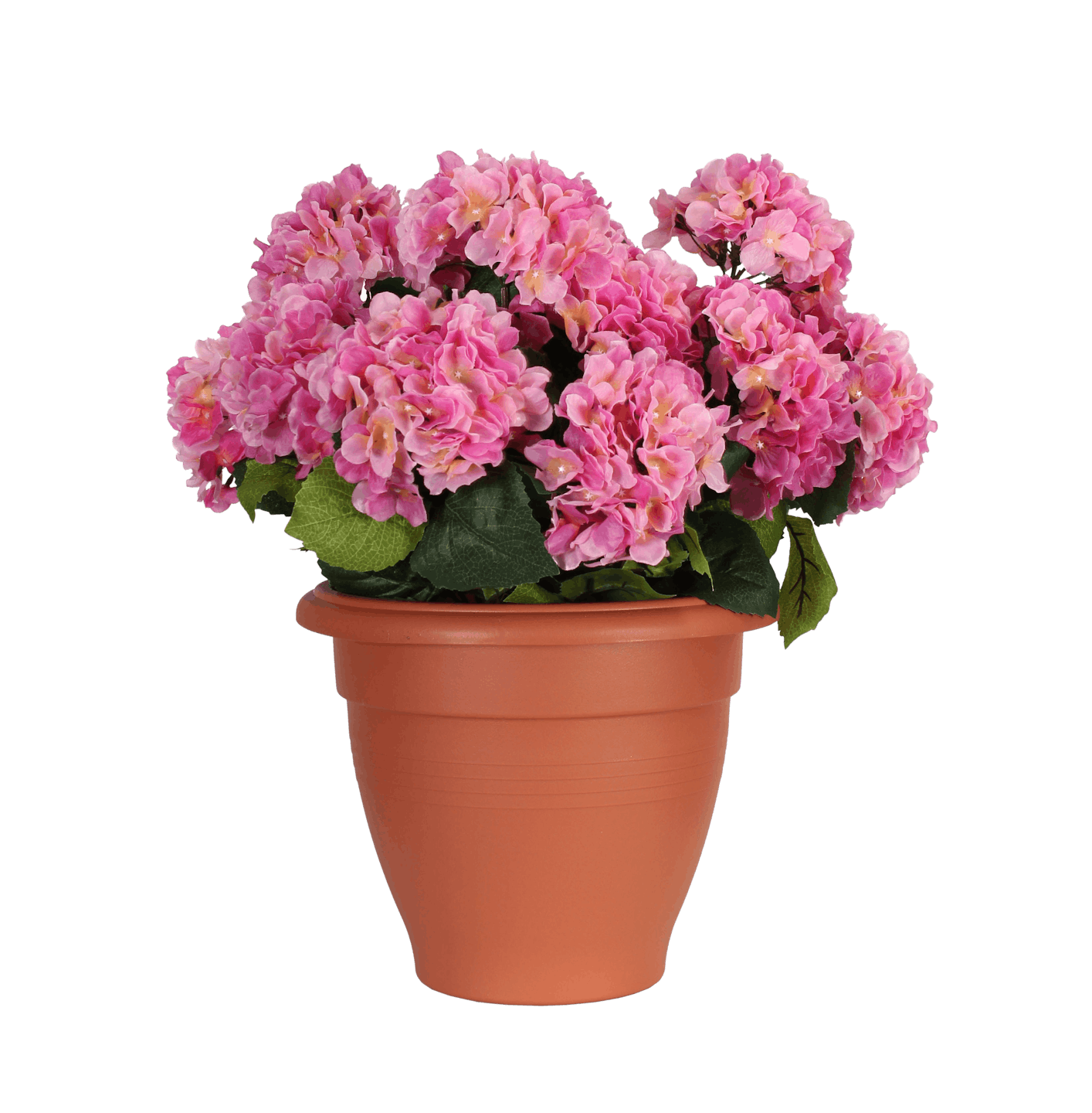 Artificial hydrangea patio planter pink