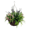 Artificial lavender & starflower hanging basket pink
