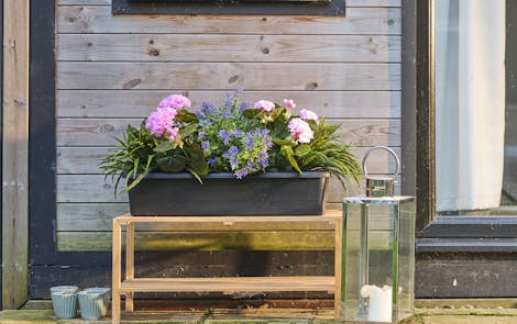 Artificial mixed flower window box pink