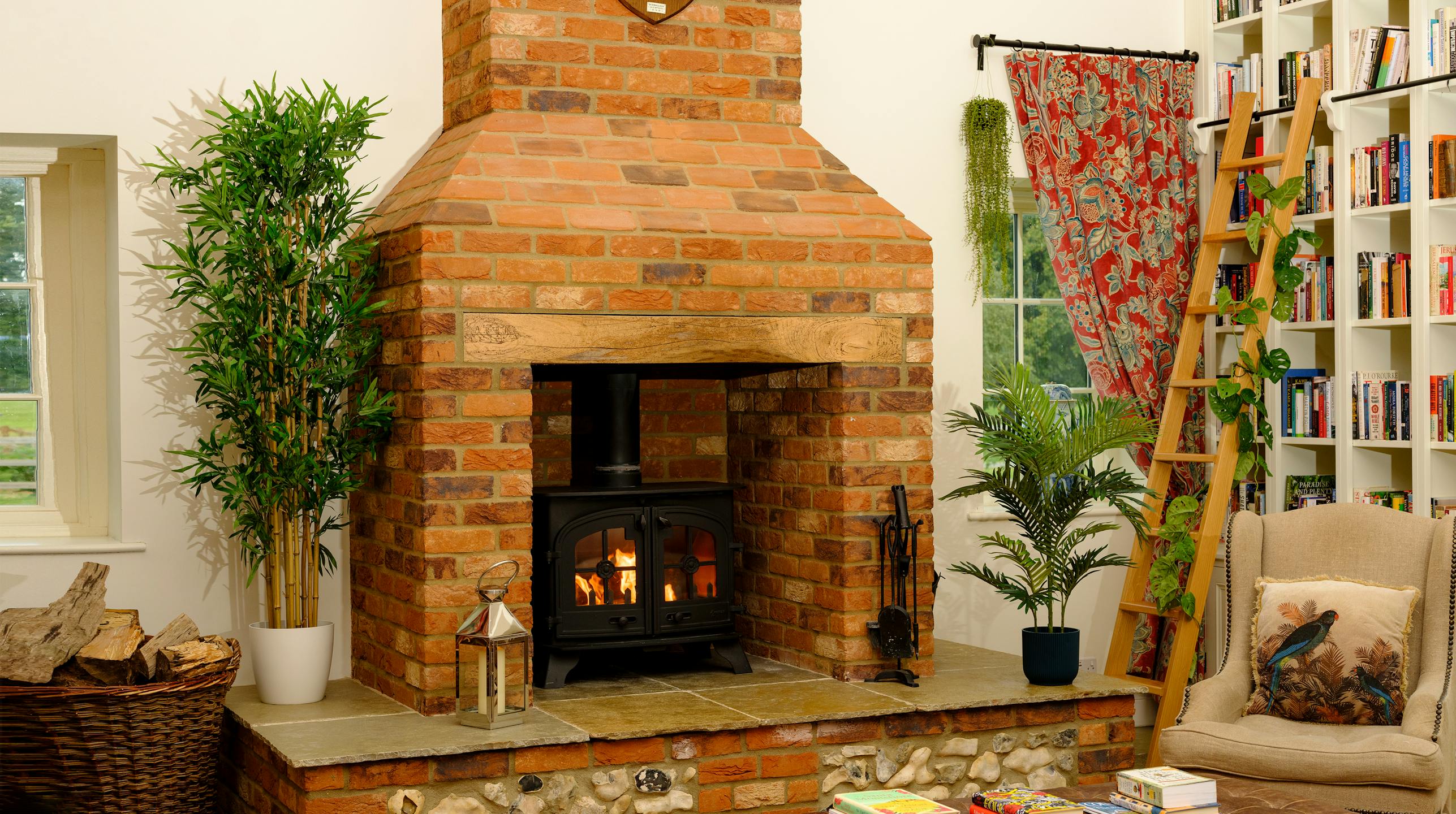 6ft large artificial bamboo tree in cosy interior