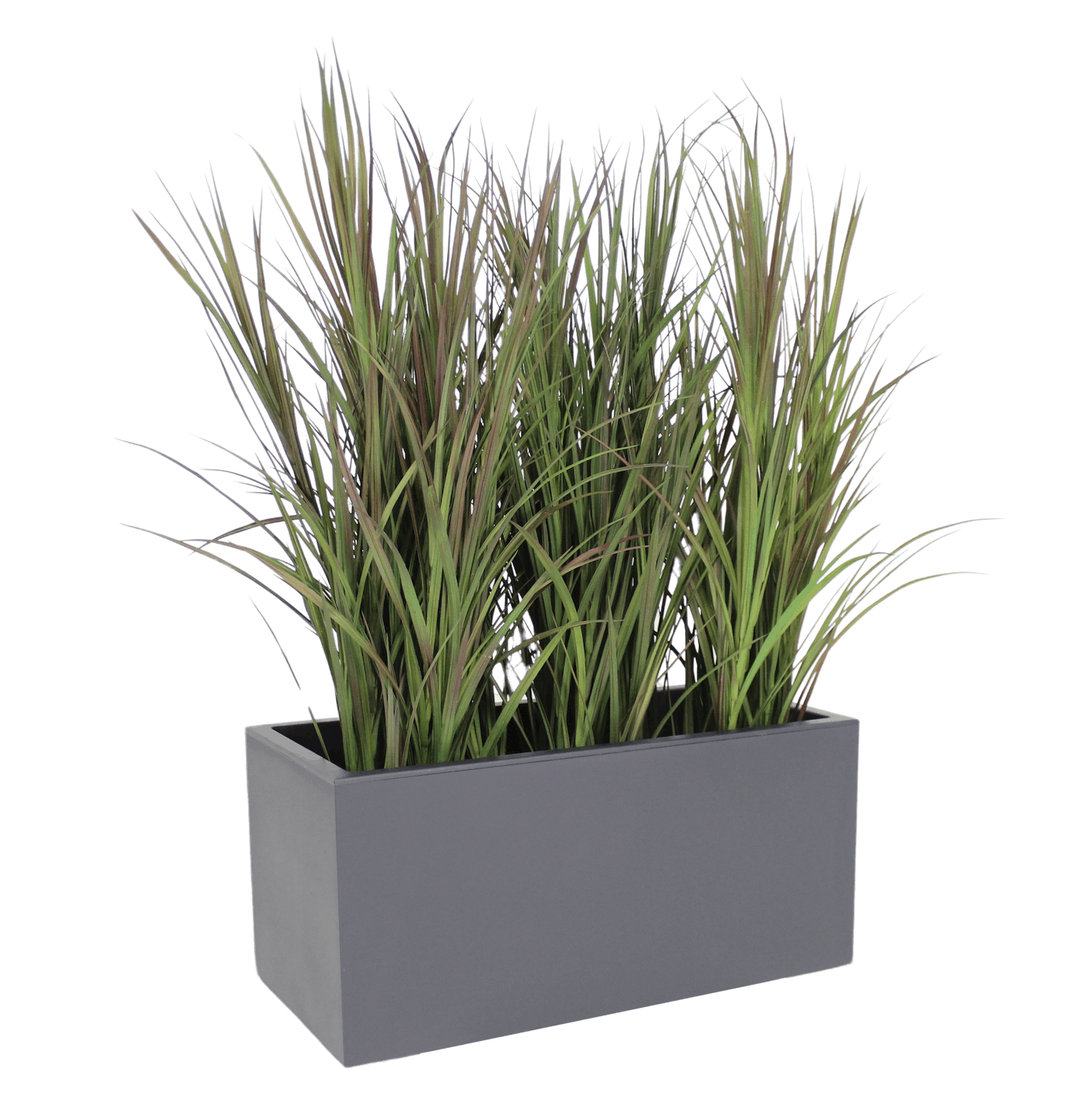 Blooming Artificial faux outdoor phormium grass screening planter in blakc trough