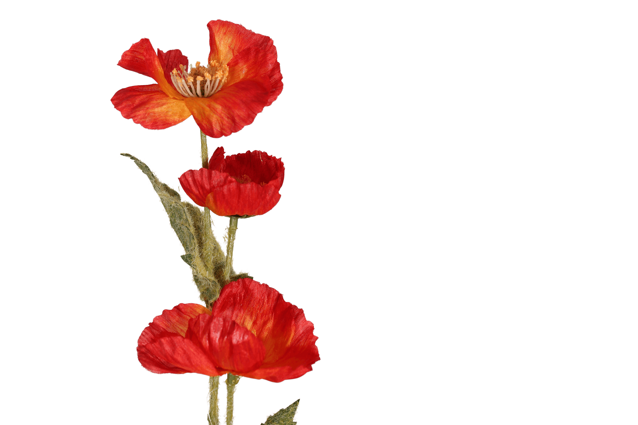Artificial poppy stem flowers
