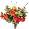 Artificial regal bouquet in a glass vase