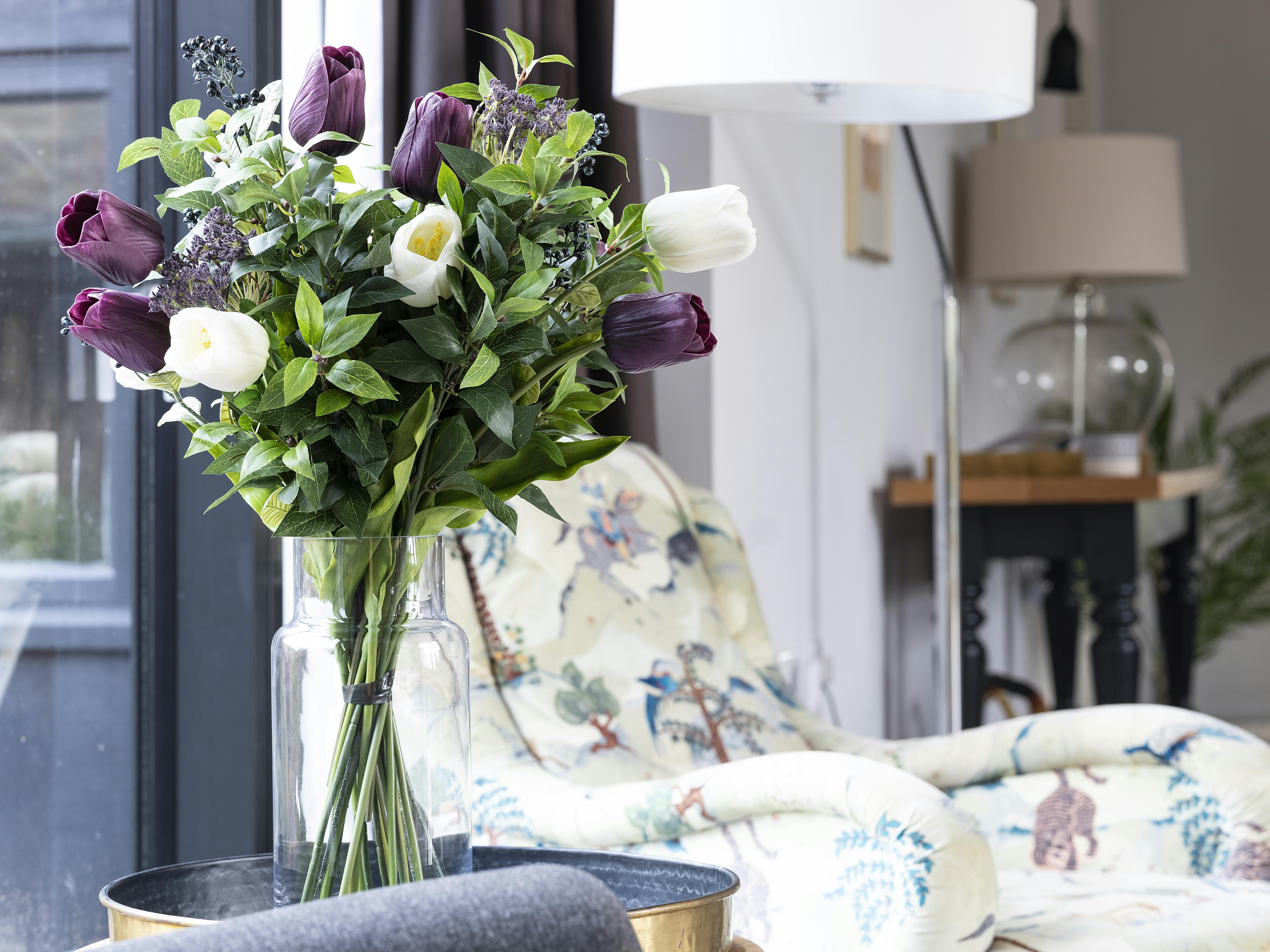 Artificial twilight flower bouquet with armchair