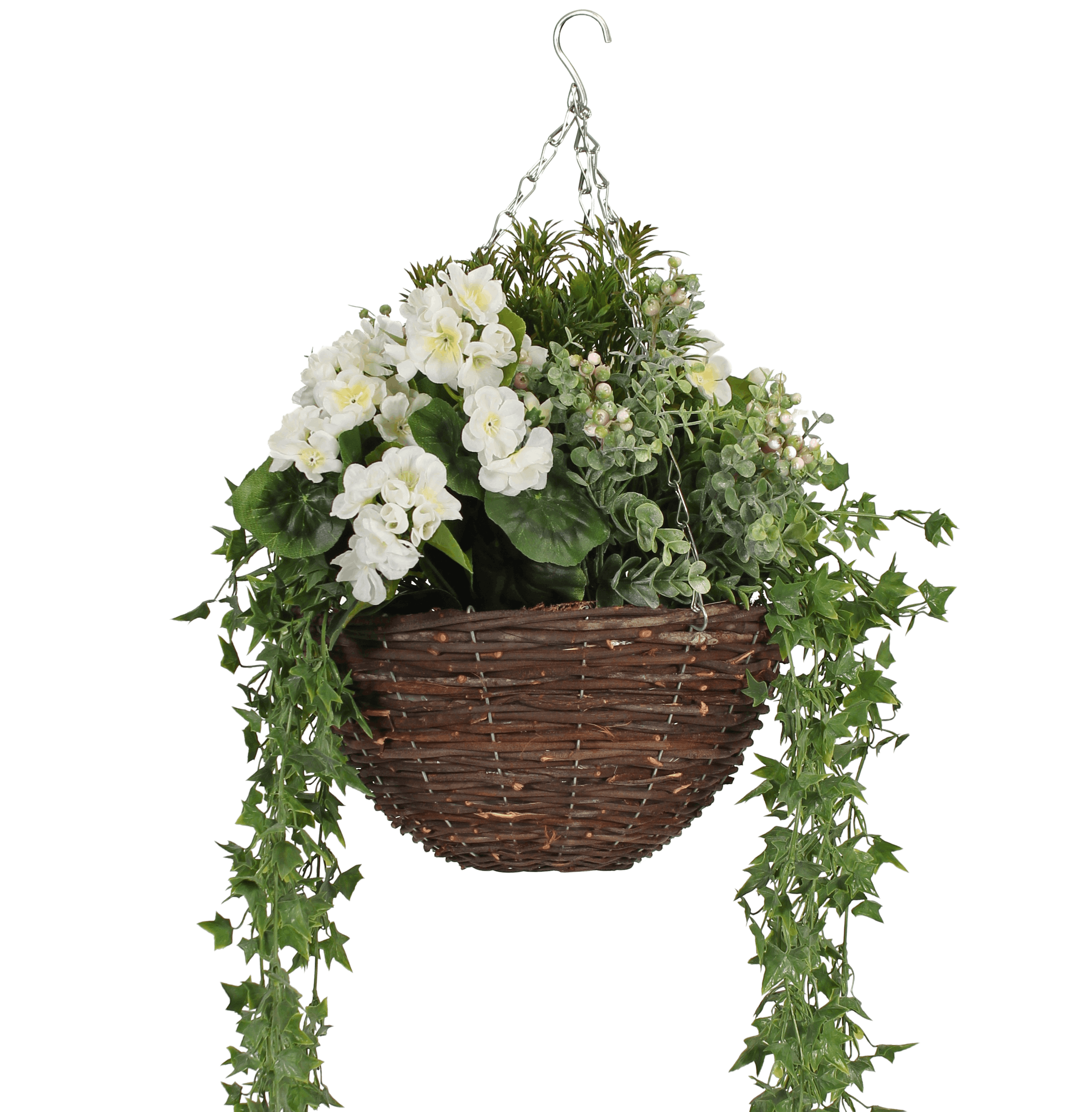 Artificial Wild Berry & Geranium Hanging Basket | Blooming Artificial