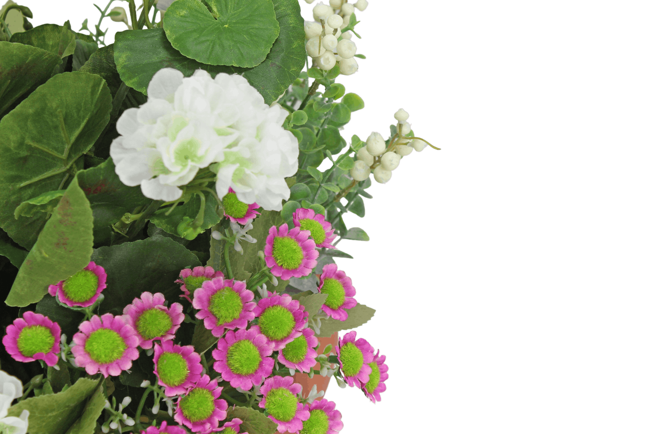 Cream artificial wild berry & geranium patio planter flowers
