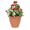 Red artificial wild berry & geranium patio planter