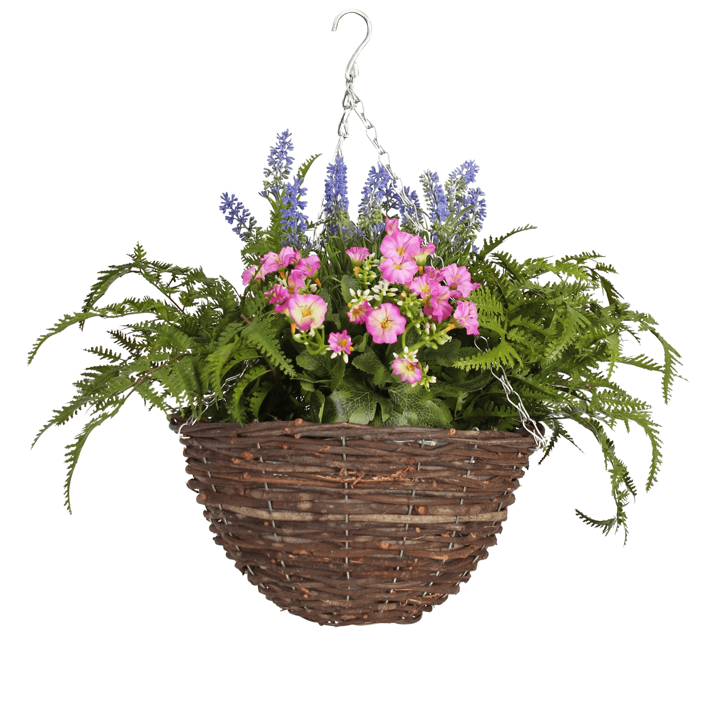 Artificial wild flower hanging basket