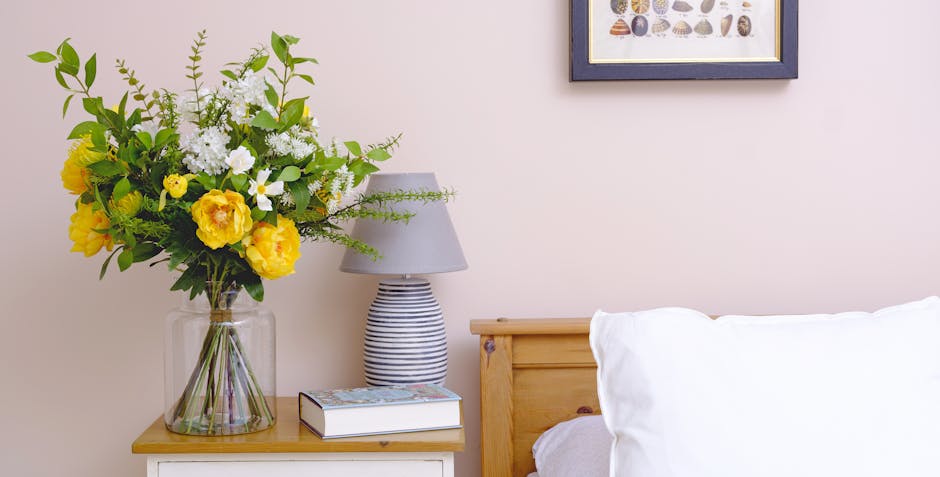 Artificial yellow sensational bouquet in pink bedroom