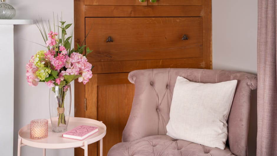 Faux passion bunch on pink side table