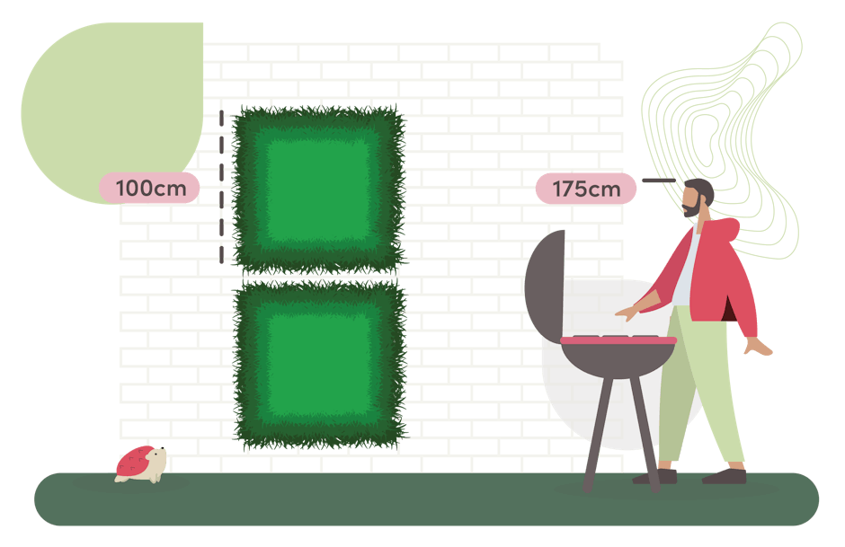 Forest foliage living wall size guide graphic