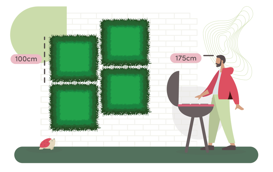 Monet green wall size guide graphic