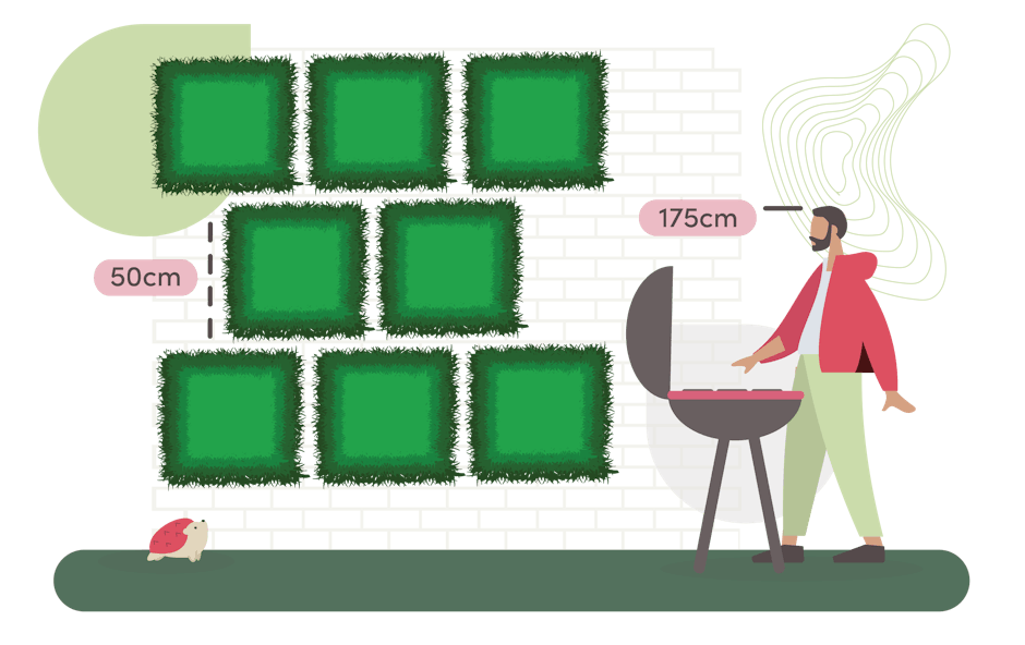 Moss green wall size guide graphic