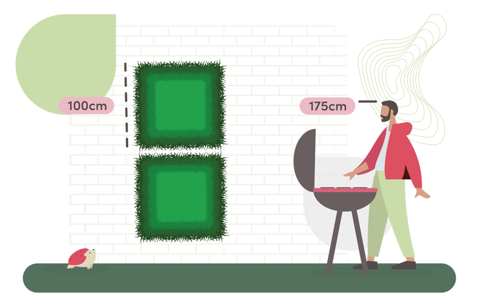 Tropical living wall size guide graphic
